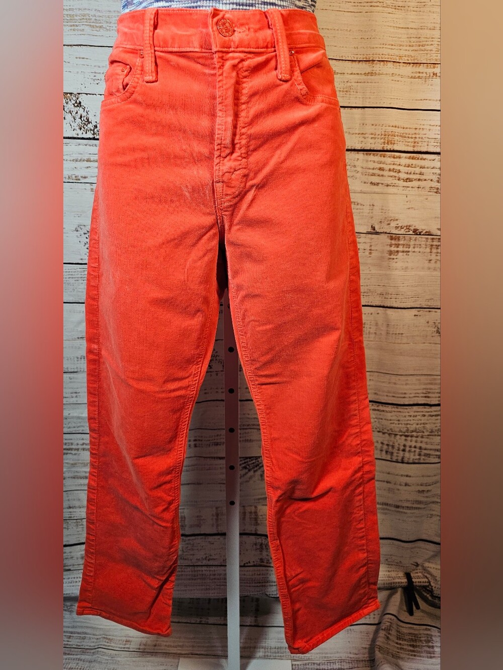 MOTHER Mid Rise Rider Ankle Corduroy Pants Hopscotch Orange Size 26